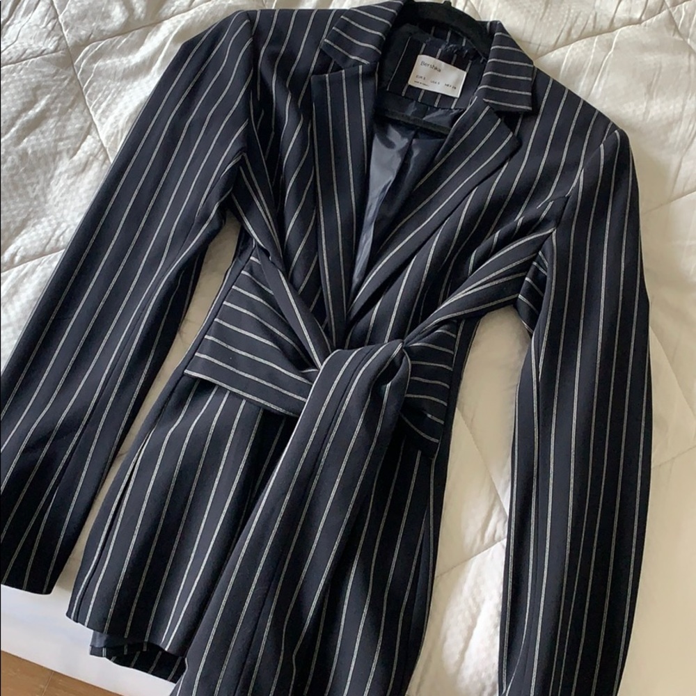 Bershka pinstripe wraparound blazer